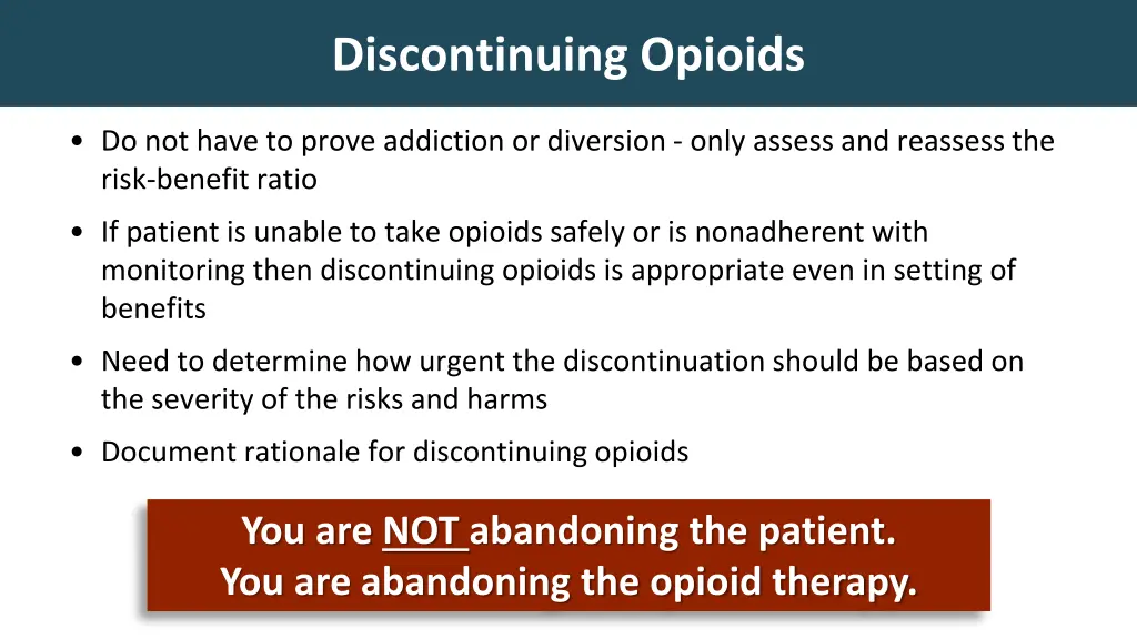 discontinuing opioids