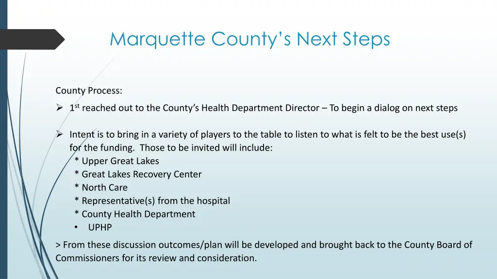 marquette county s next steps