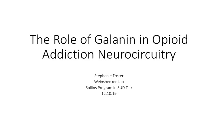 the role of galanin in opioid addiction