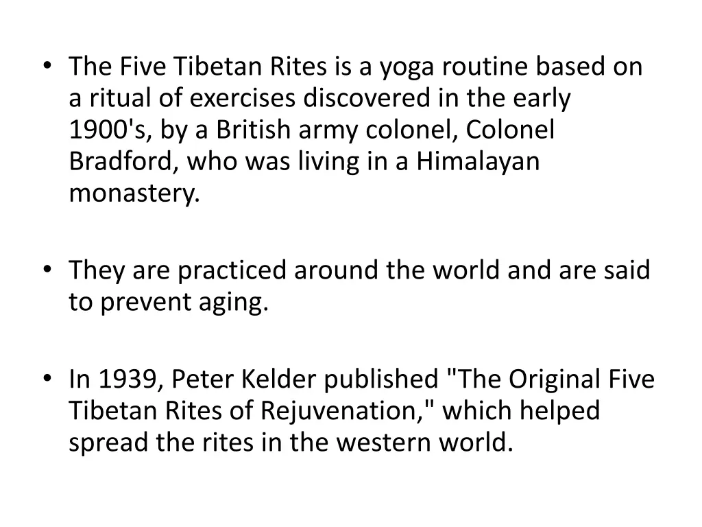 the five tibetan rites is a yoga routine based