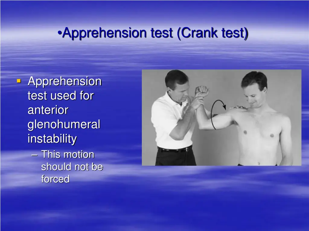 apprehension test crank test