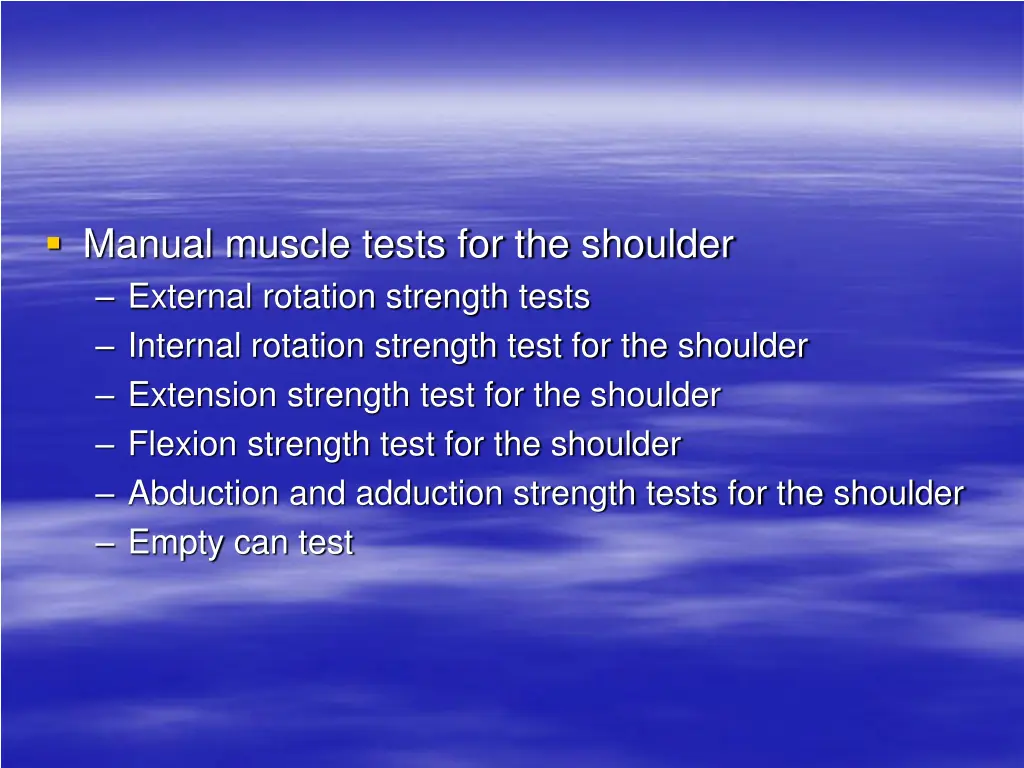 manual muscle tests for the shoulder external