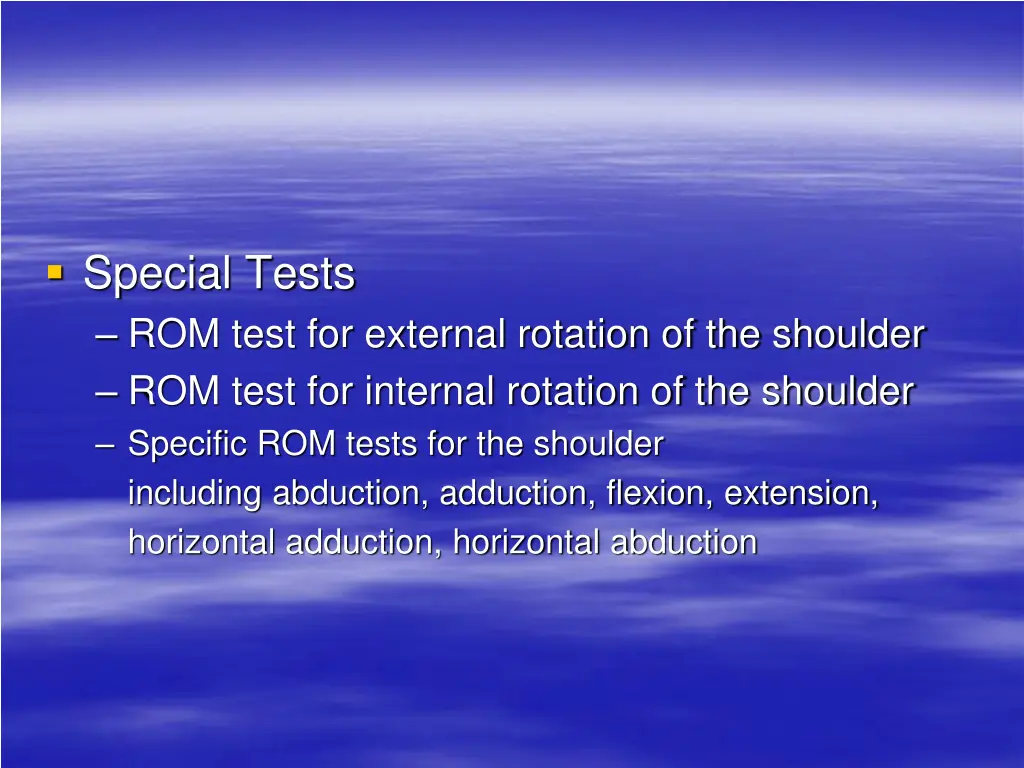 special tests rom test for external rotation