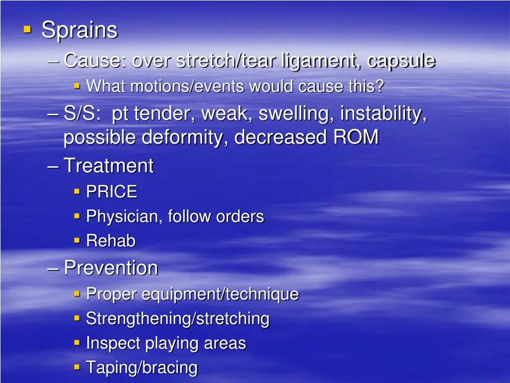 sprains cause over stretch tear ligament capsule