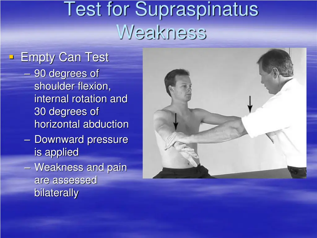 test for supraspinatus weakness