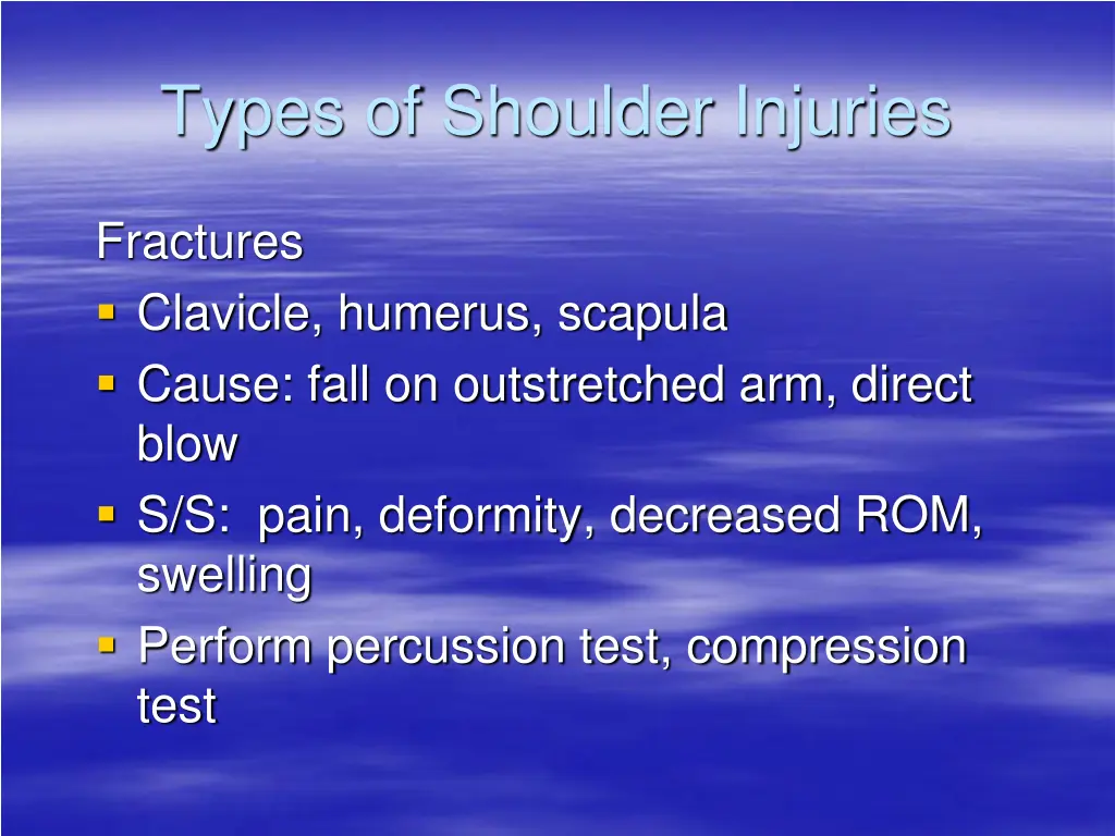 types of shoulder injuries