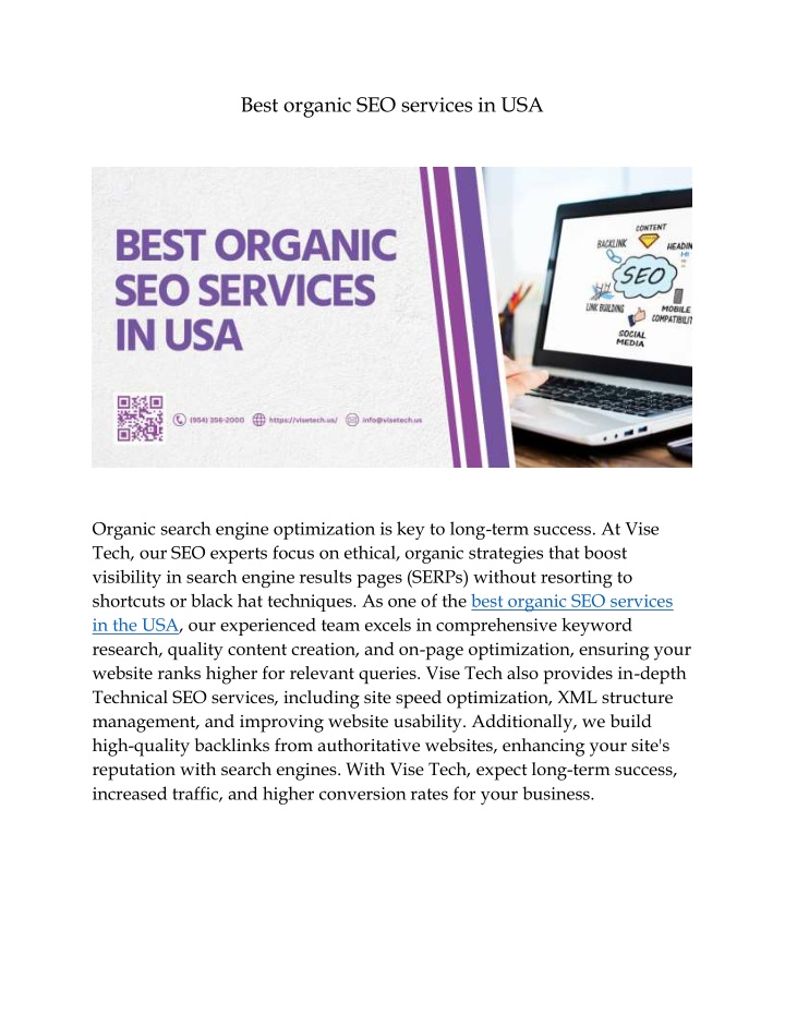 best organic seo services in usa