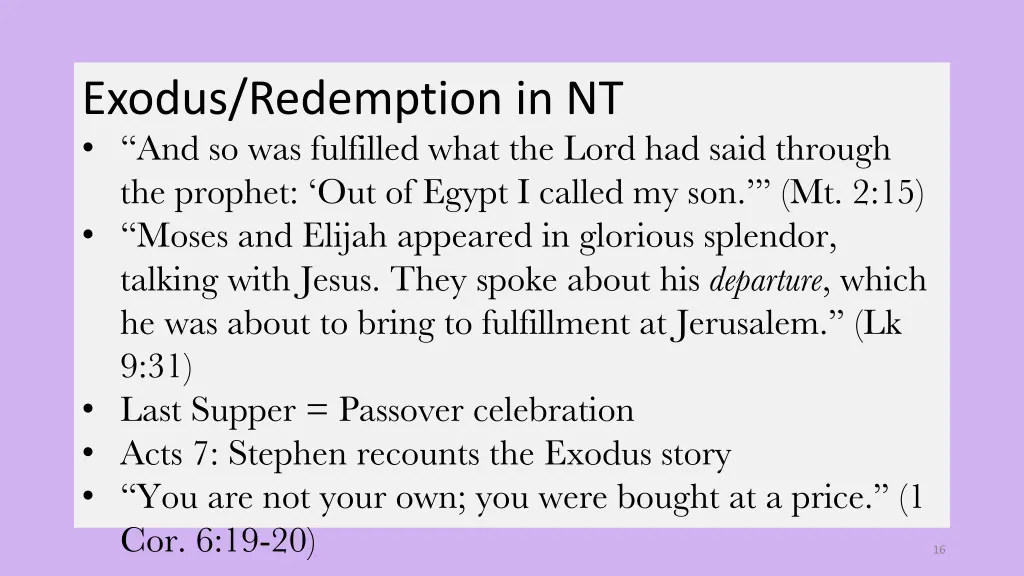 exodus redemption in nt and so was fulfilled what