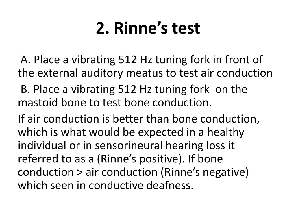 2 rinne s test