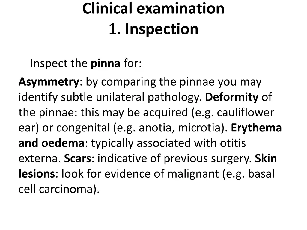 clinical examination 1 inspection