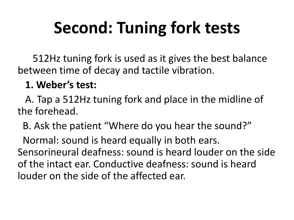 second tuning fork tests