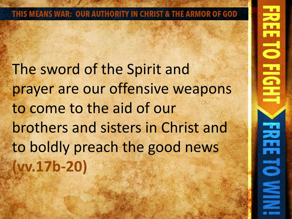 the sword of the spirit and prayer