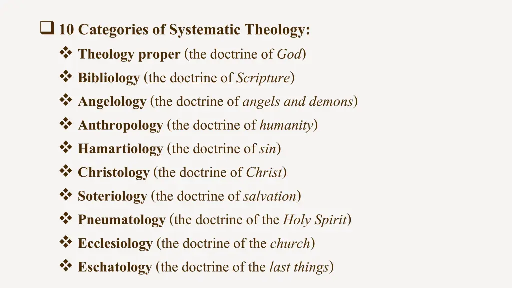 10 categories of systematic theology theology 10