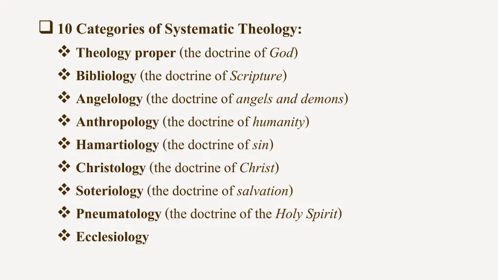 10 categories of systematic theology theology 8