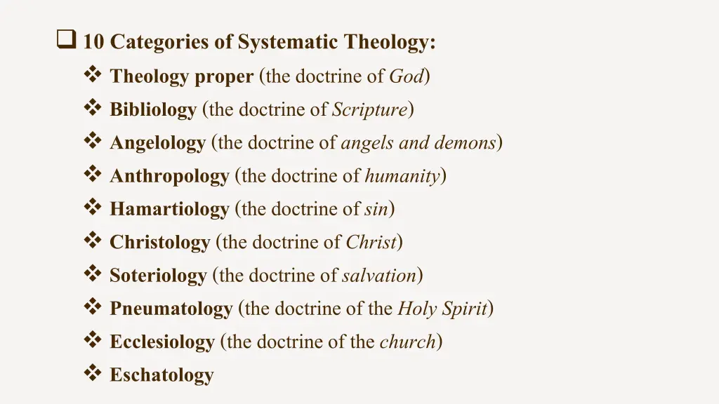 10 categories of systematic theology theology 9