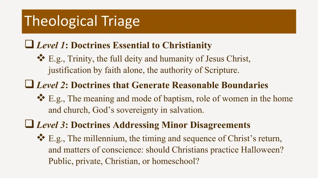 theological triage level 1 doctrines essential