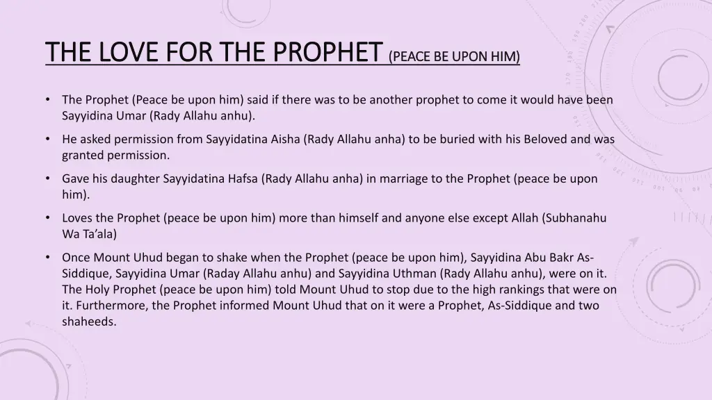 the love for the love for the prophet