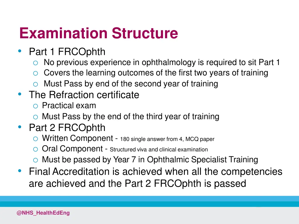 examination structure part 1 frcophth