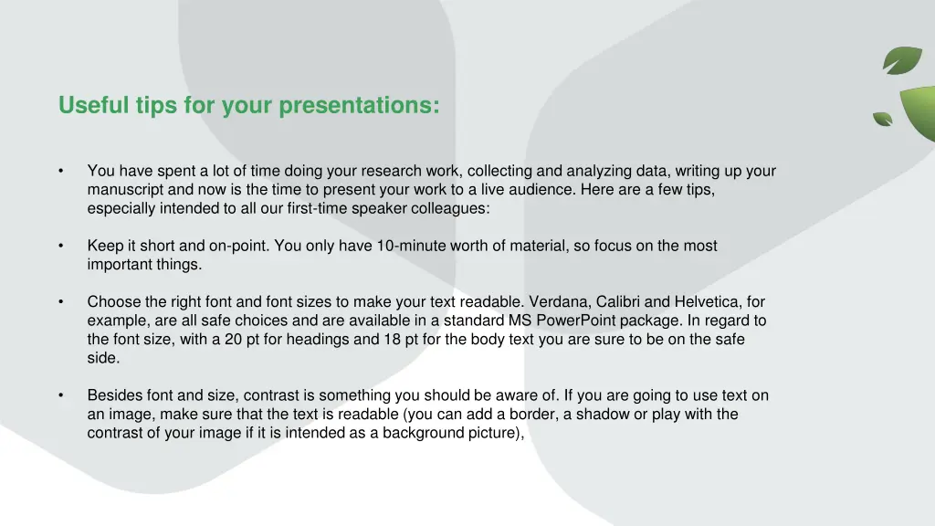 useful tips for your presentations