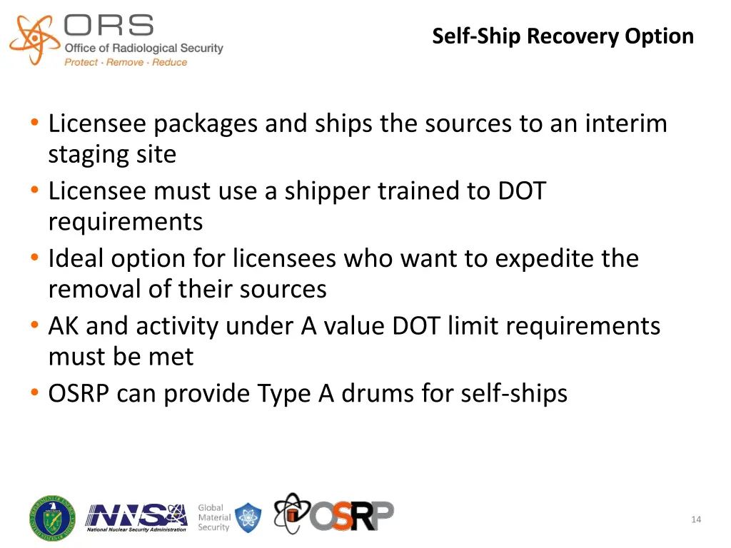 self ship recovery option