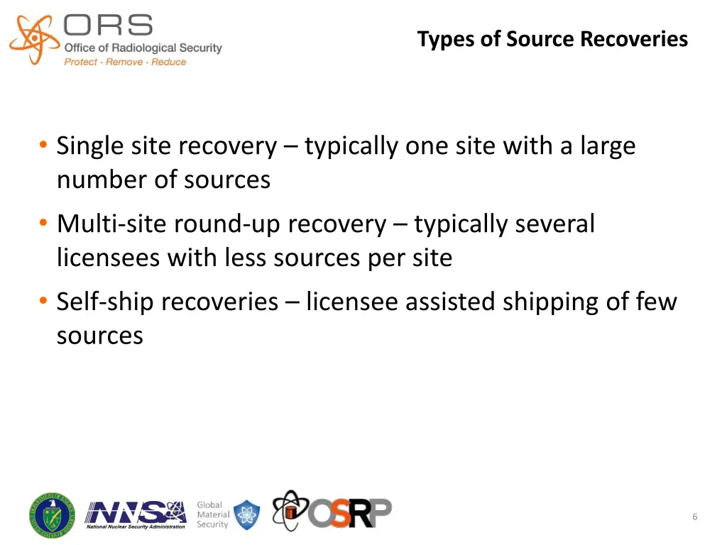 types of source recoveries