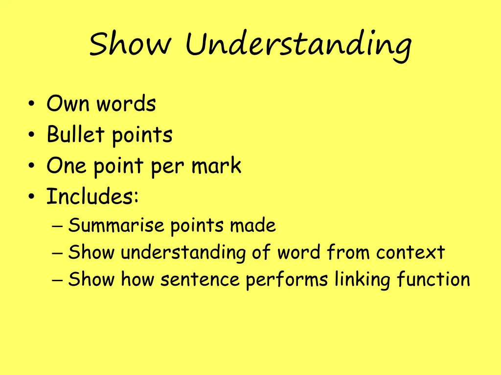 show understanding