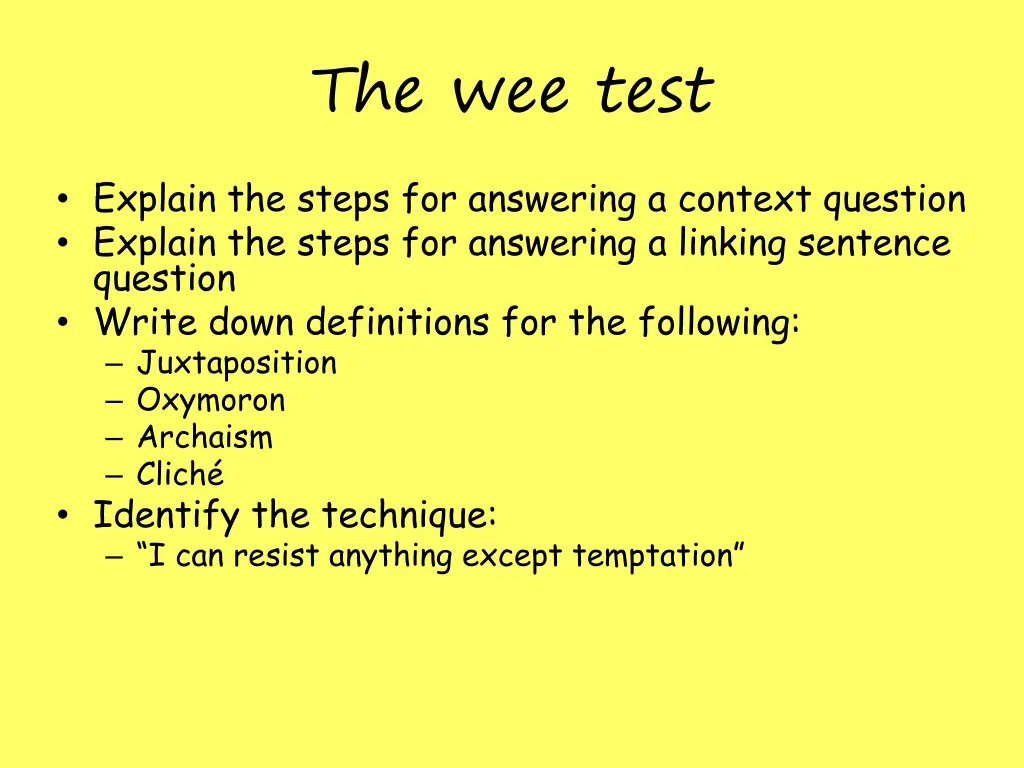 the wee test