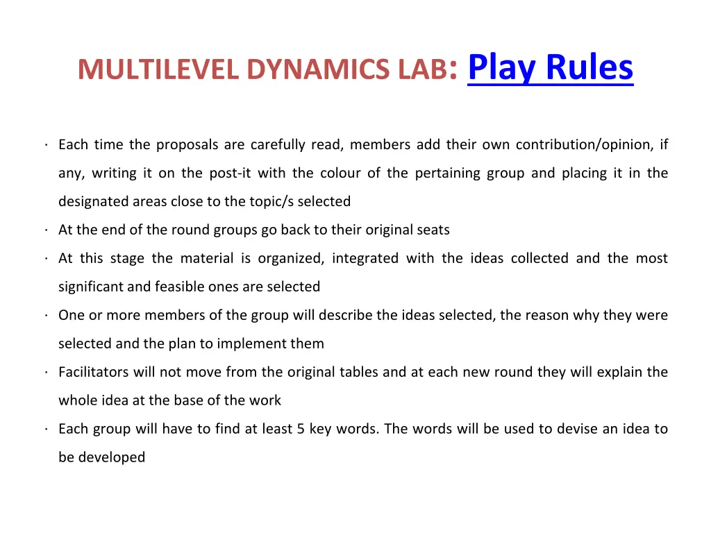 multilevel dynamics lab play rules 1