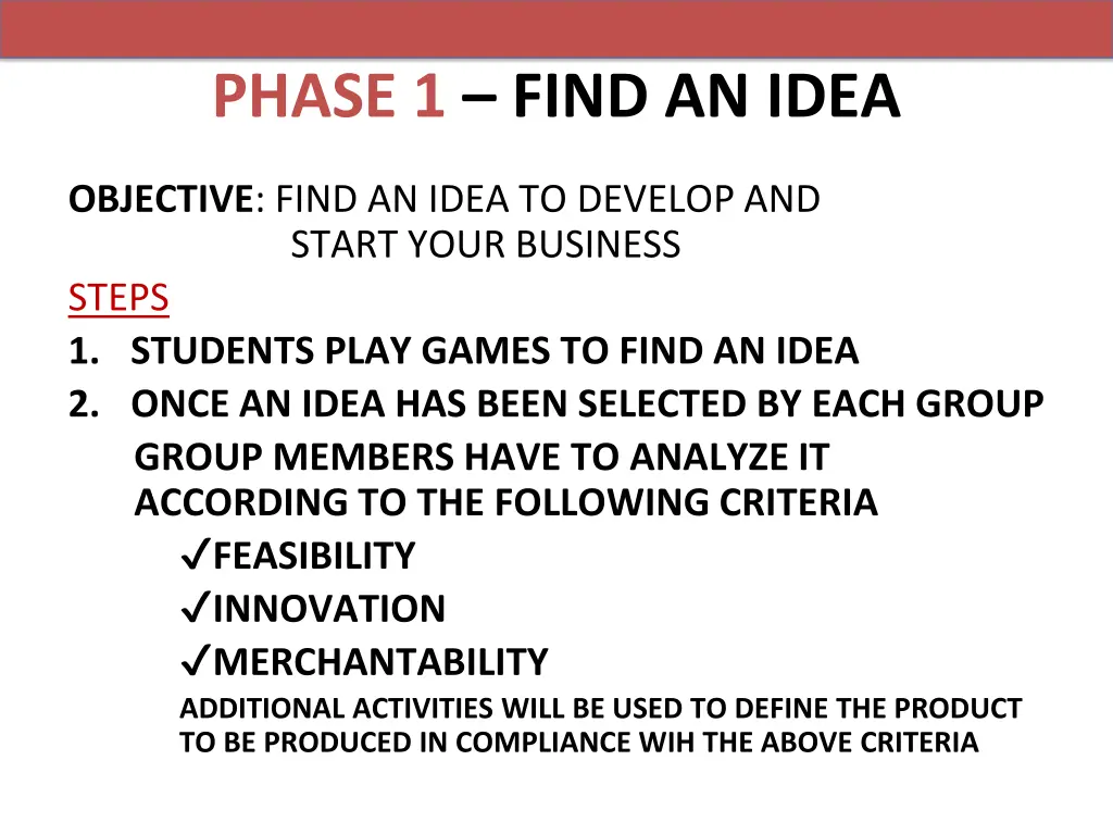 phase 1 find an idea