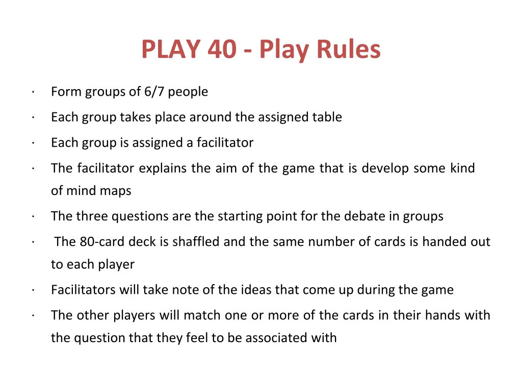 play 40 play rules