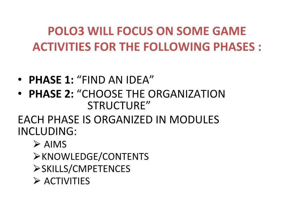 polo3 will focus on some game activities