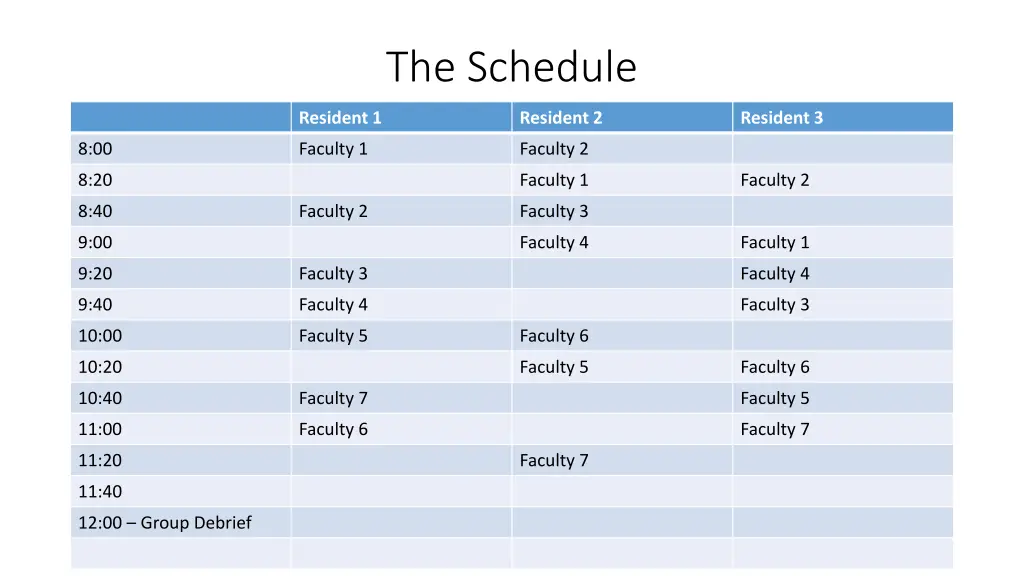 the schedule