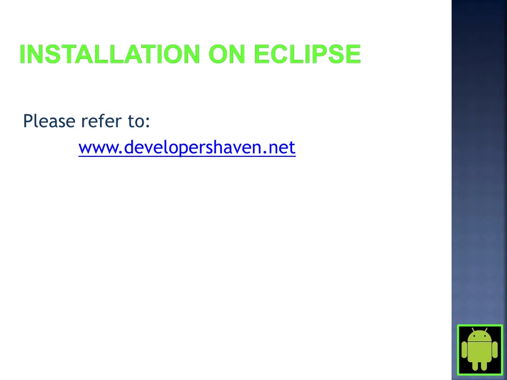 installation on eclipse