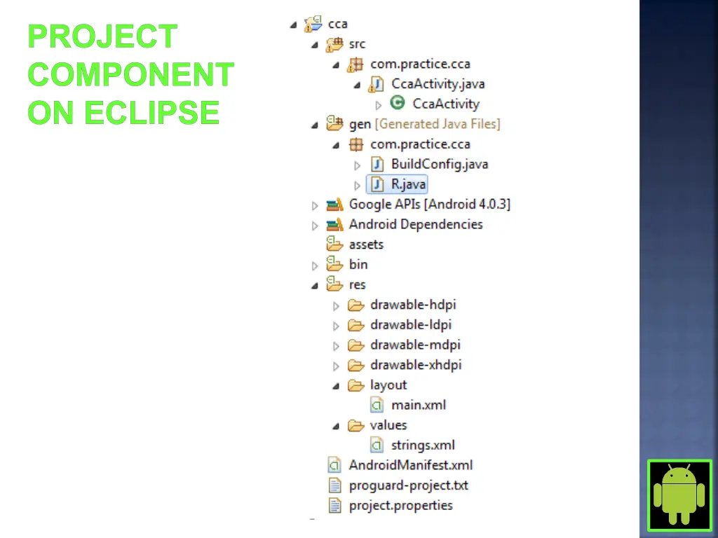 project component on eclipse