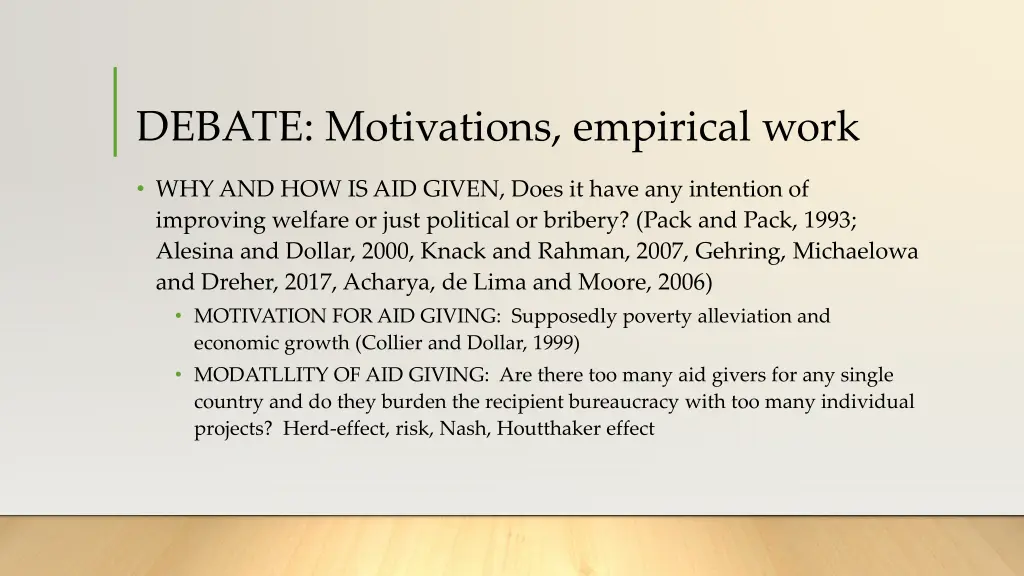 debate motivations empirical work