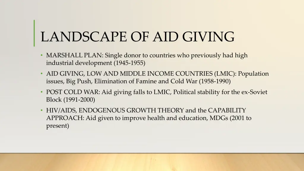 landscape of aid giving