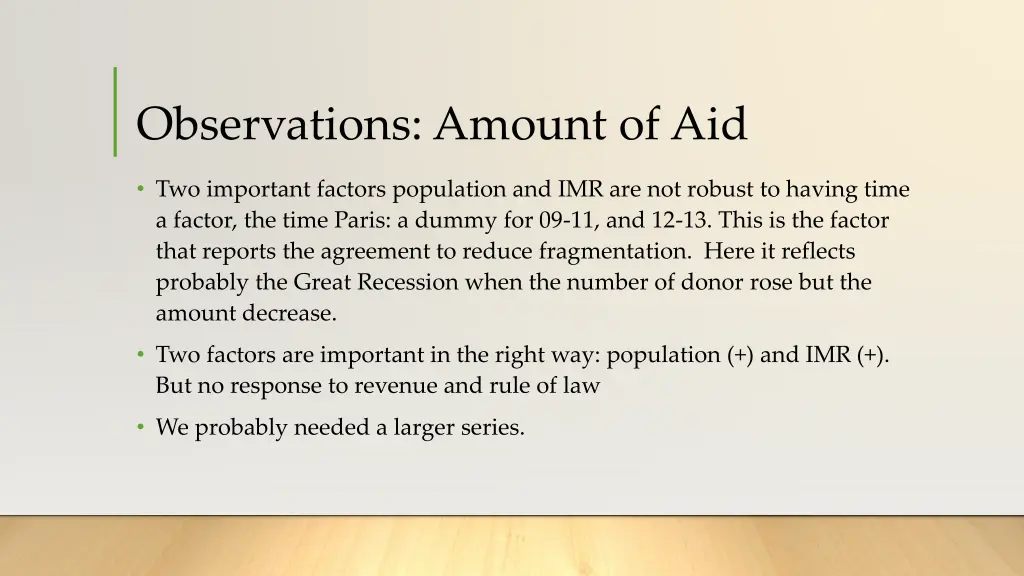 observations amount of aid