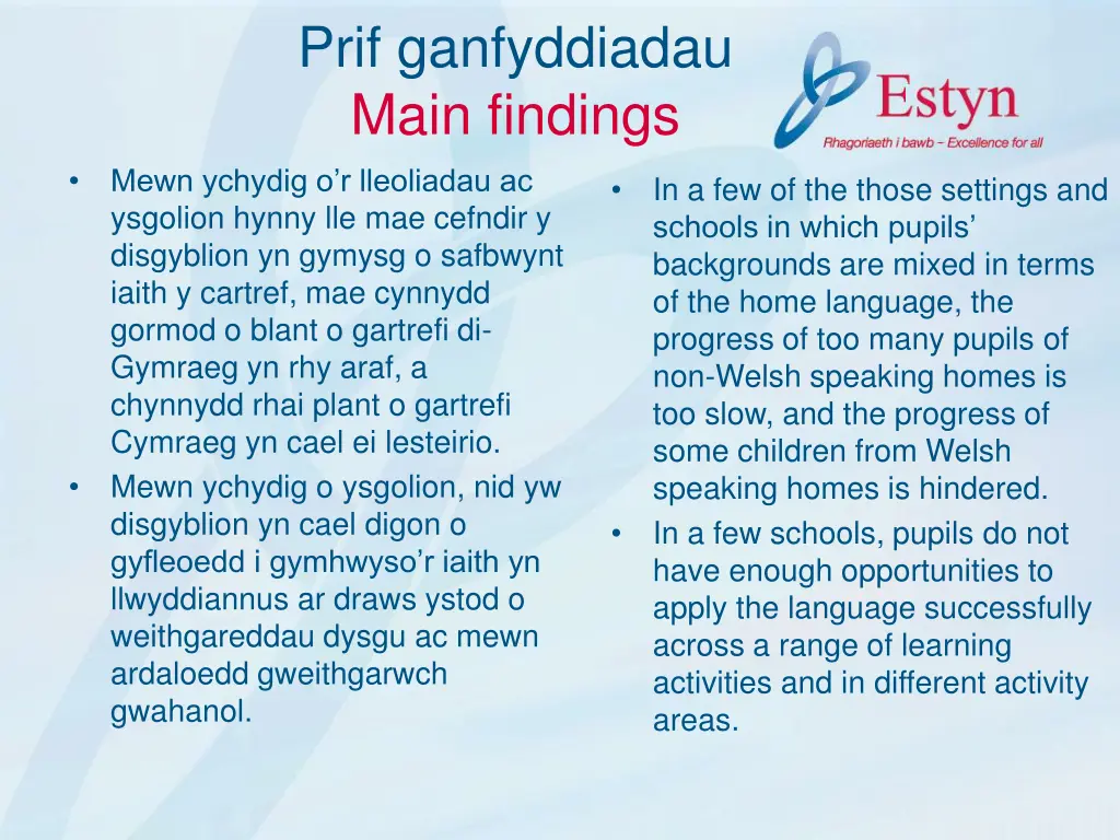 prif ganfyddiadau main findings 1