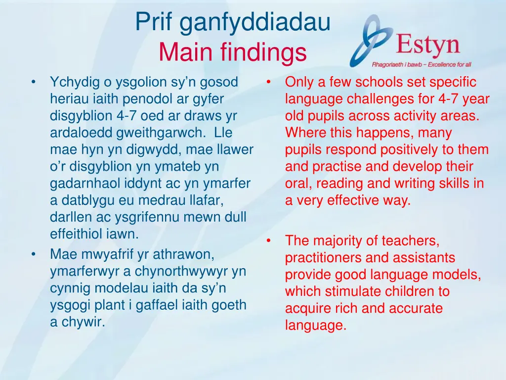 prif ganfyddiadau main findings 3