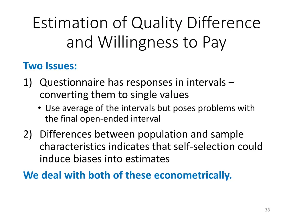 estimation of quality difference and willingness