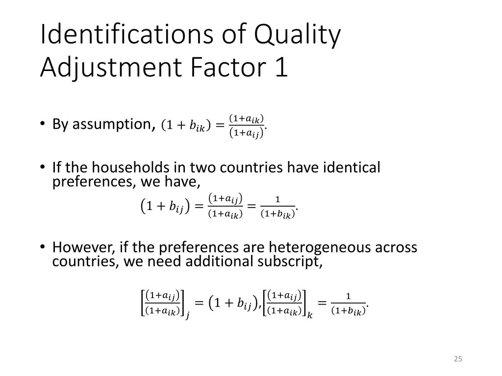 identifications of quality adjustment factor 1