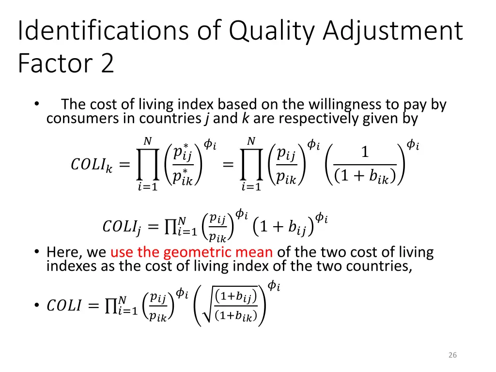 identifications of quality adjustment factor 2