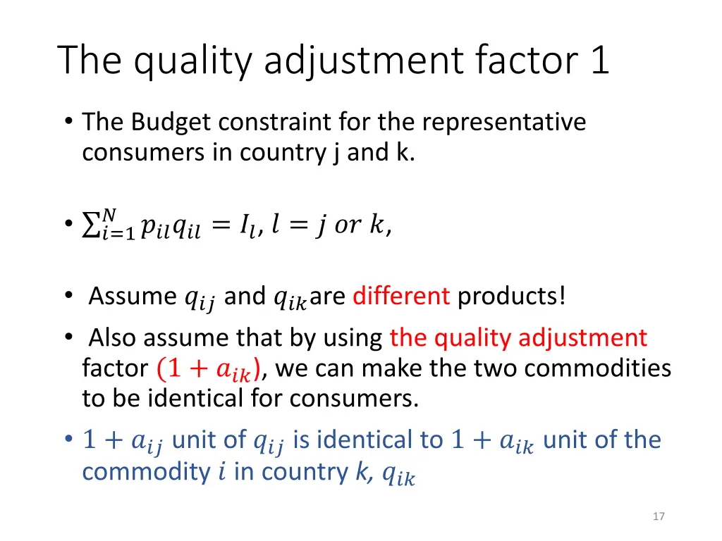 the quality adjustment factor 1