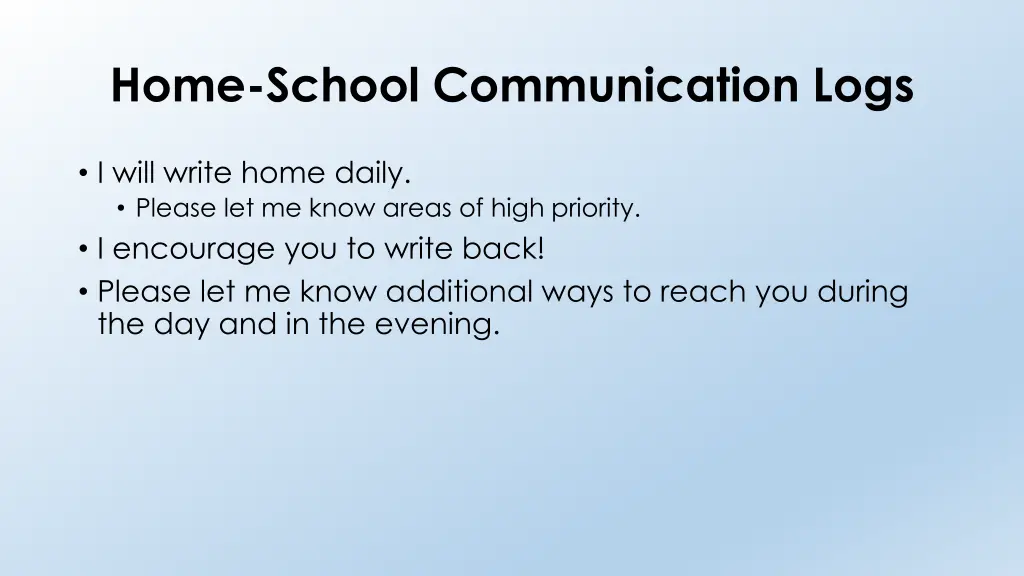 home school communication logs