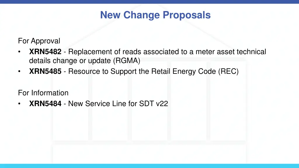 new change proposals