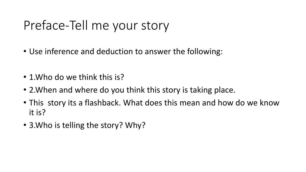 preface tell me your story