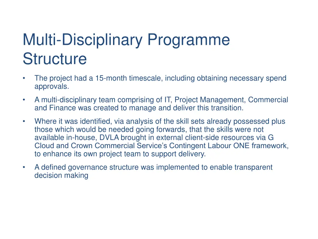 multi disciplinary programme structure