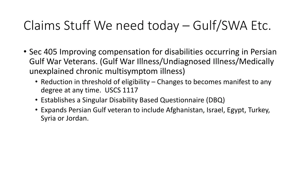 claims stuff we need today gulf swa etc 2