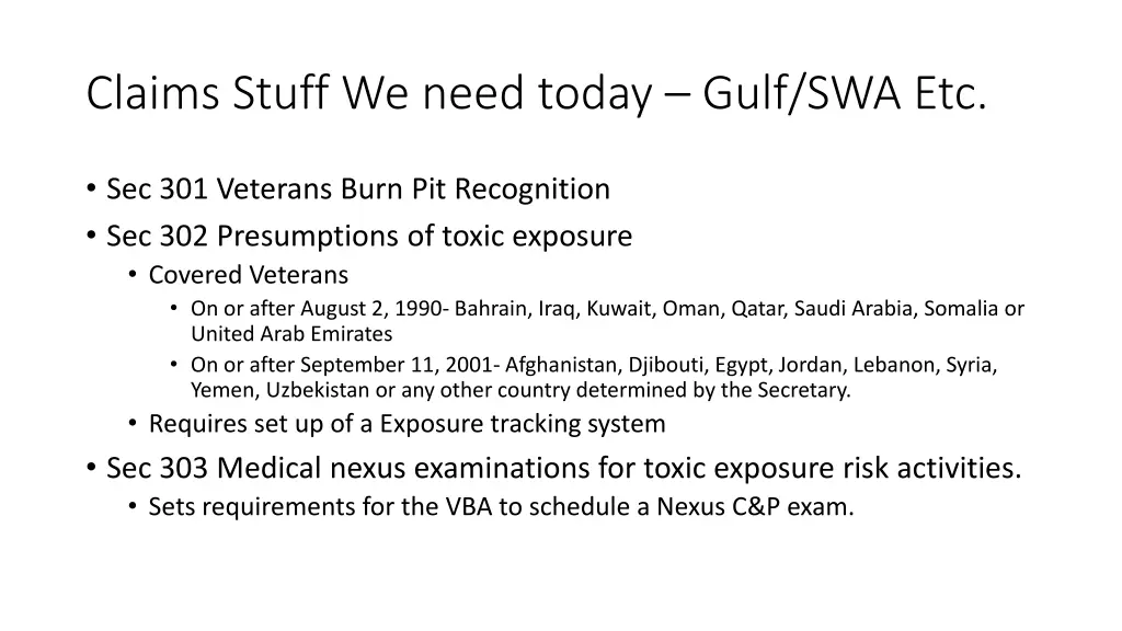 claims stuff we need today gulf swa etc