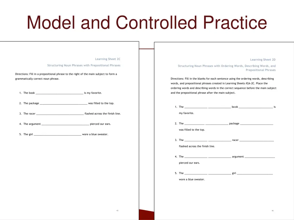 model and controlled practice 2